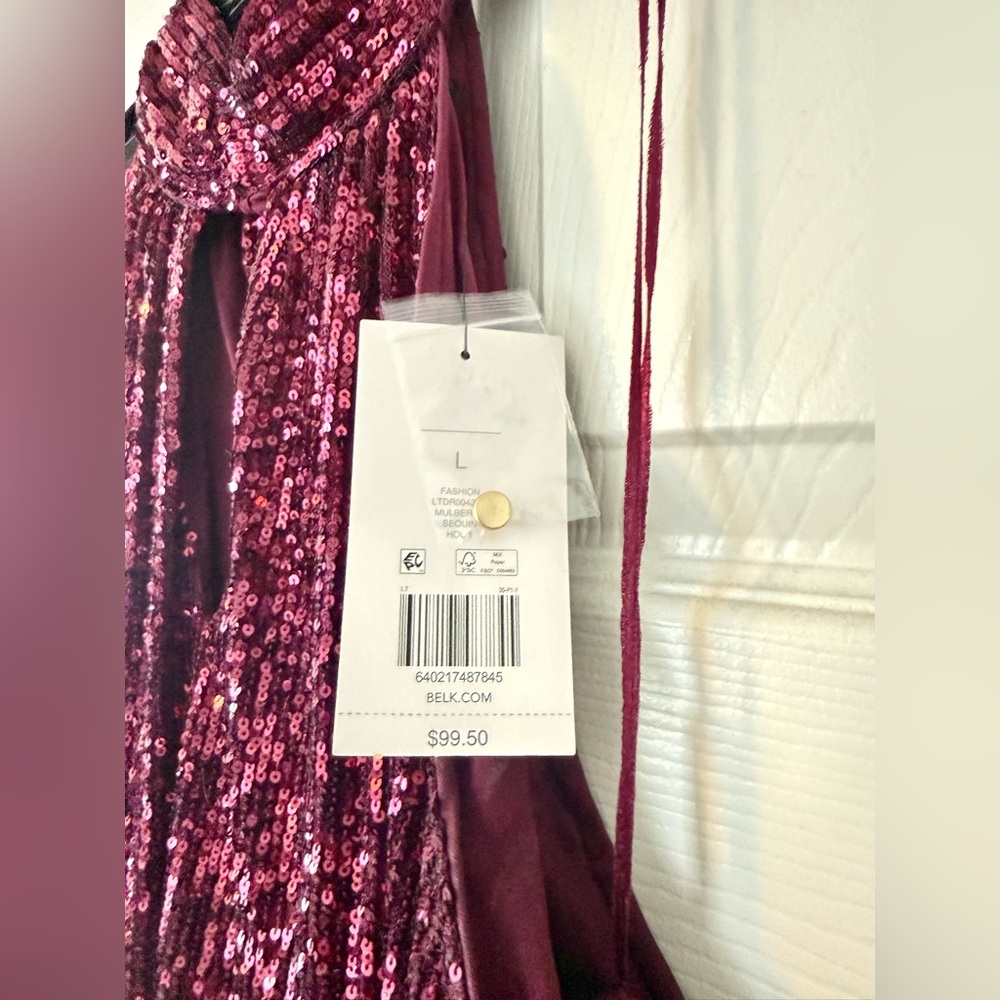 The Limited. NWT. Purple sequin formal gown. Size large. P2P 16. Length: 34 inch - Picture 2 of 4